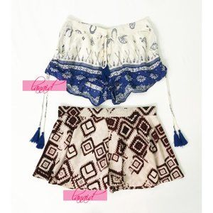 BUNDLE CINDI GINDI Blue Ivory Cream Burgundy Lounge Casual Beach Shorts Skort M